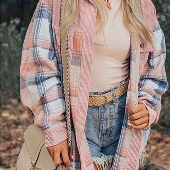 Plaid Pink and Blue Button Down jacket - Picture 4 of 4